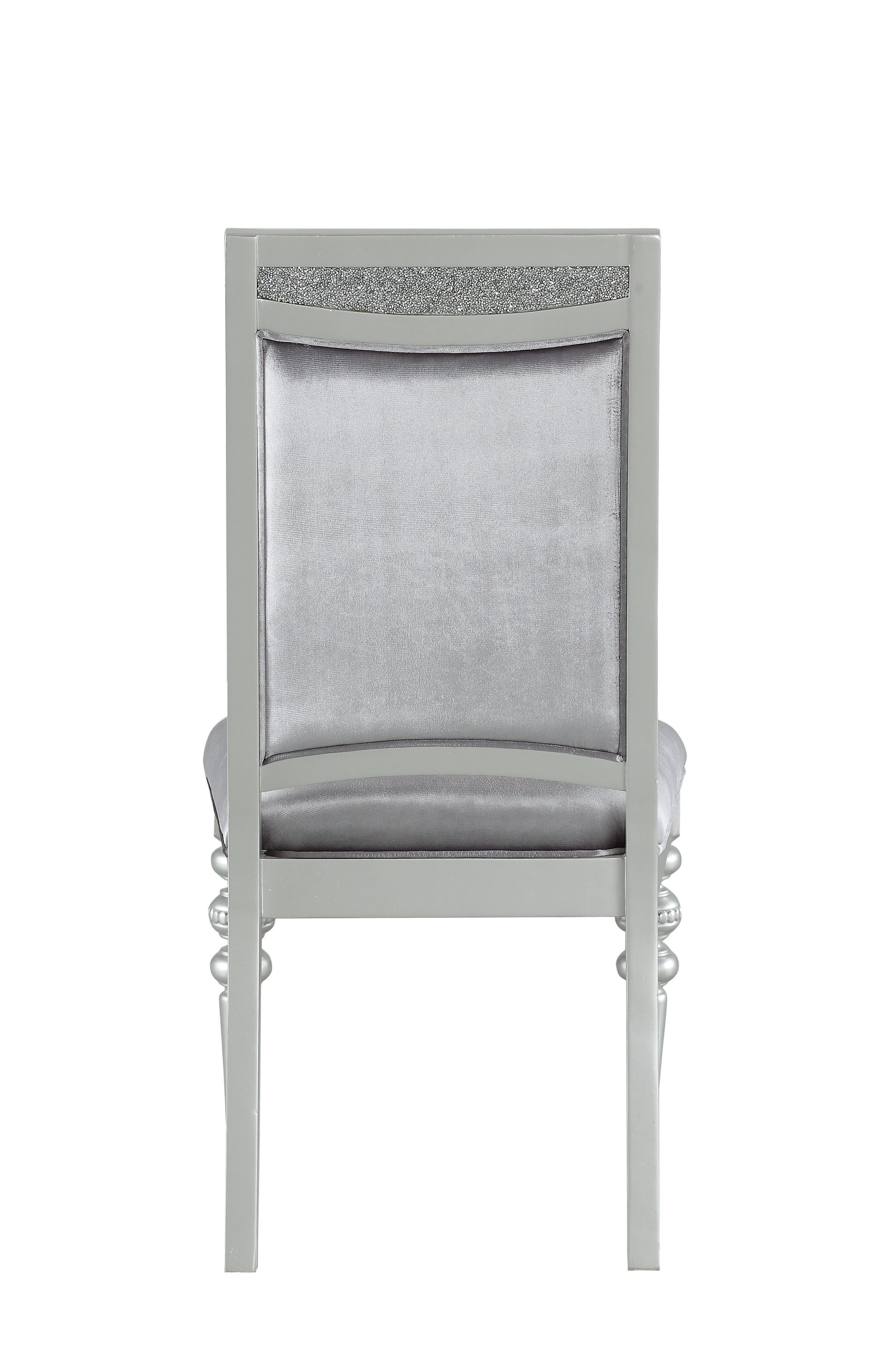 Maverick Fabric & Platinum Finish Side Chair Set Of 2 Silver Fabric,Synthetic Wood