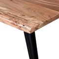 Modern 58 In. Acacia Wood And Metal Dining Table, Water Resistant Coating Tabletop, Dining Room Furniture, Black Brown Black Brown Seats 6 Brown Dining Room Modern Acacia Rectangular Iron Acacia Wood