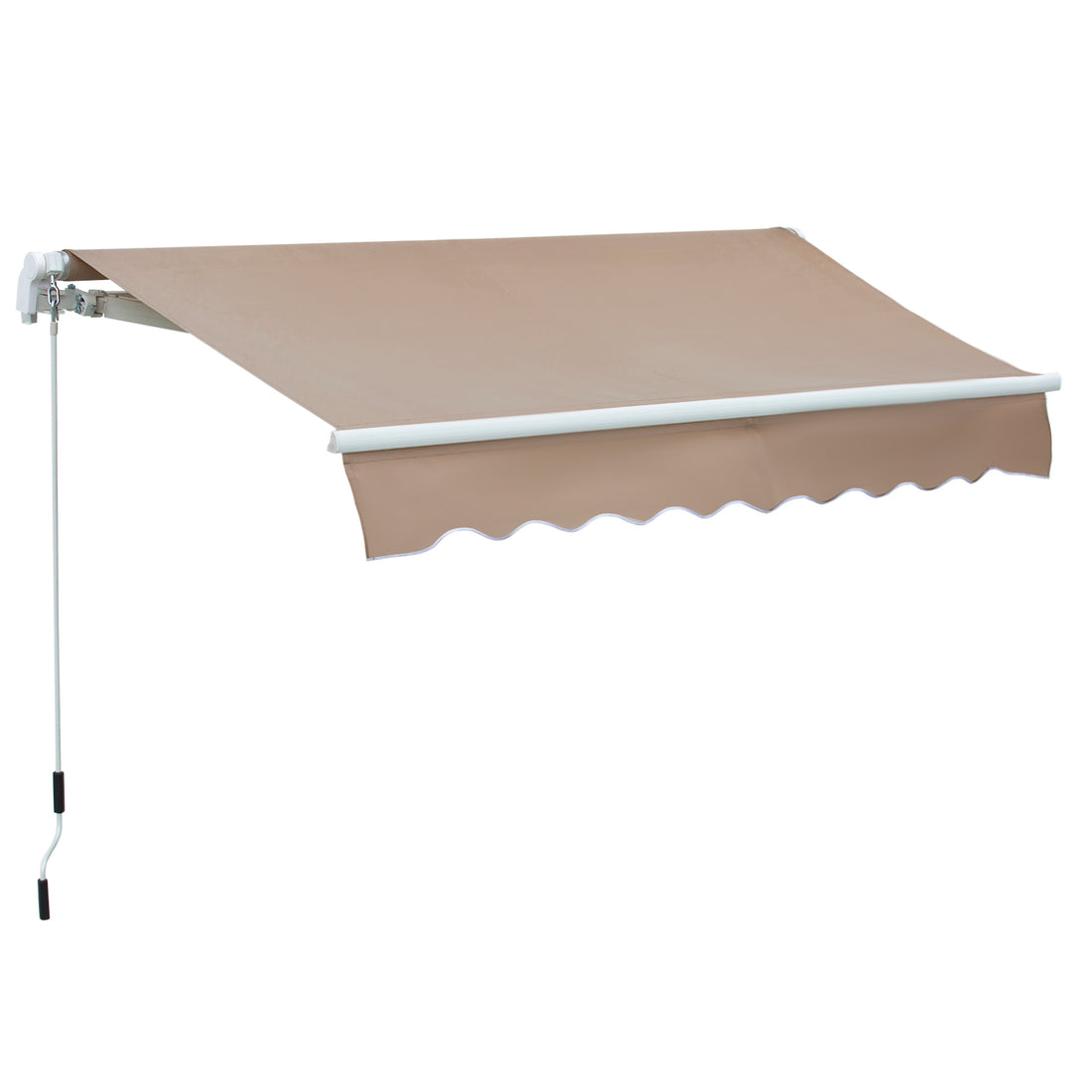 Outsunny 8' X 7' Patio Retractable Awning, Manual Exterior Sun Shade Deck Window Cover, Brown Brown Aluminum