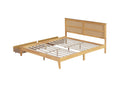 King Size Bed With Rattan Headboard, Two Storage Drawers, Rubber Wood Bed With Enhanced Support Salts And Feet,White Oak King White Oak Rubber Wood