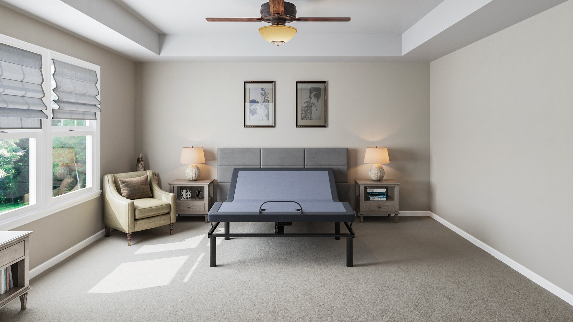 Bt2000 Queen Adjustable Bed Base With Full Range Positions Adjustment Box Spring Not Required Queen Blue Grey Steel