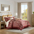 12 Piece Comforter Set With Cotton Bed Sheets Red Cal King California King Red Cotton