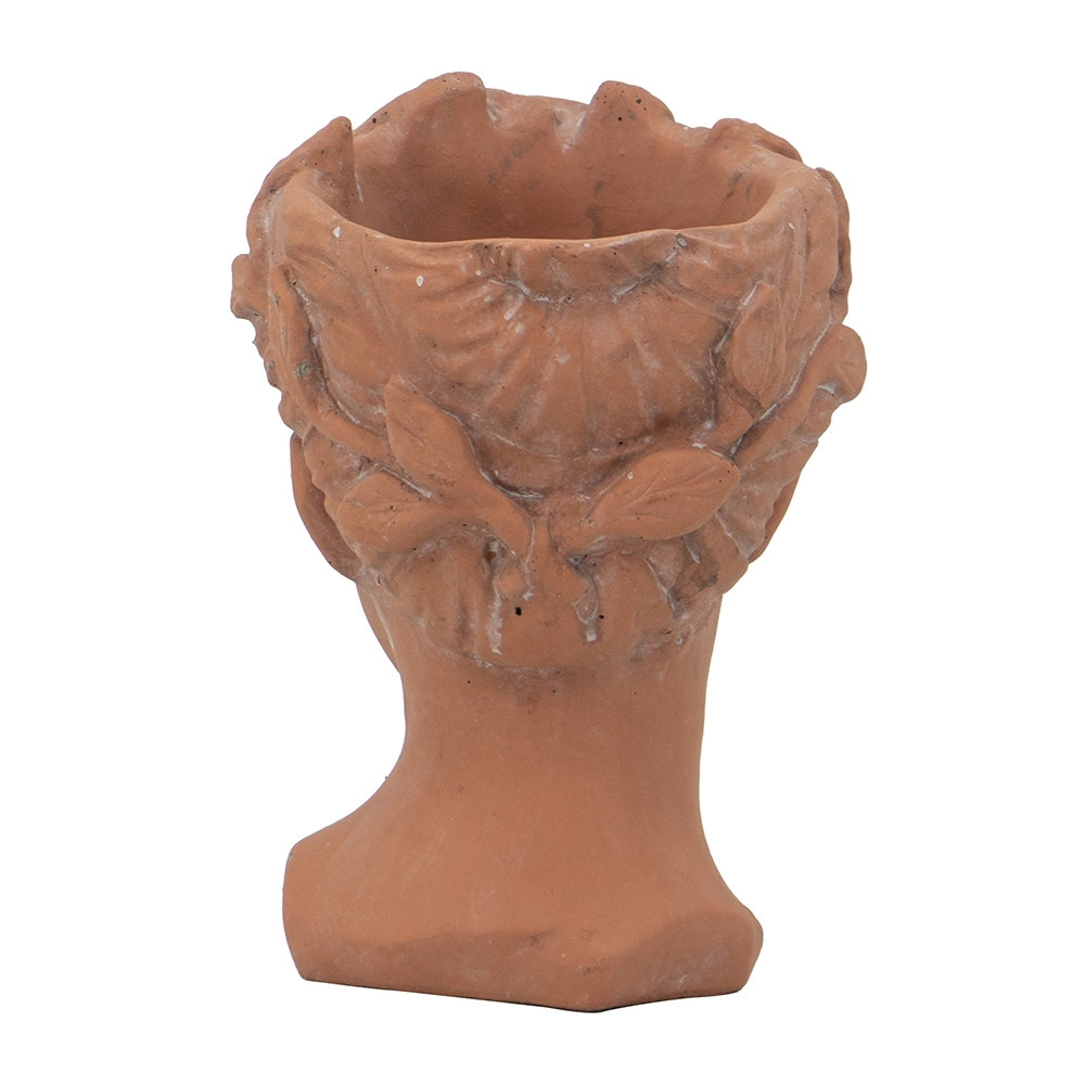 D6X9" Visage Head Bust Planter, Brown Brown Garden & Outdoor Cement