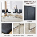 Table And Chair Set. A Rectangular Glass Dining Table With A 0.4 Inch Tempered Glass Tabletop And Mdf Board V Shaped Bracket, Paired With 2 Chairs Consisting Of Pu Seat Cushions And Silver Metal Legs. Black Seats 2 Tempered Glass