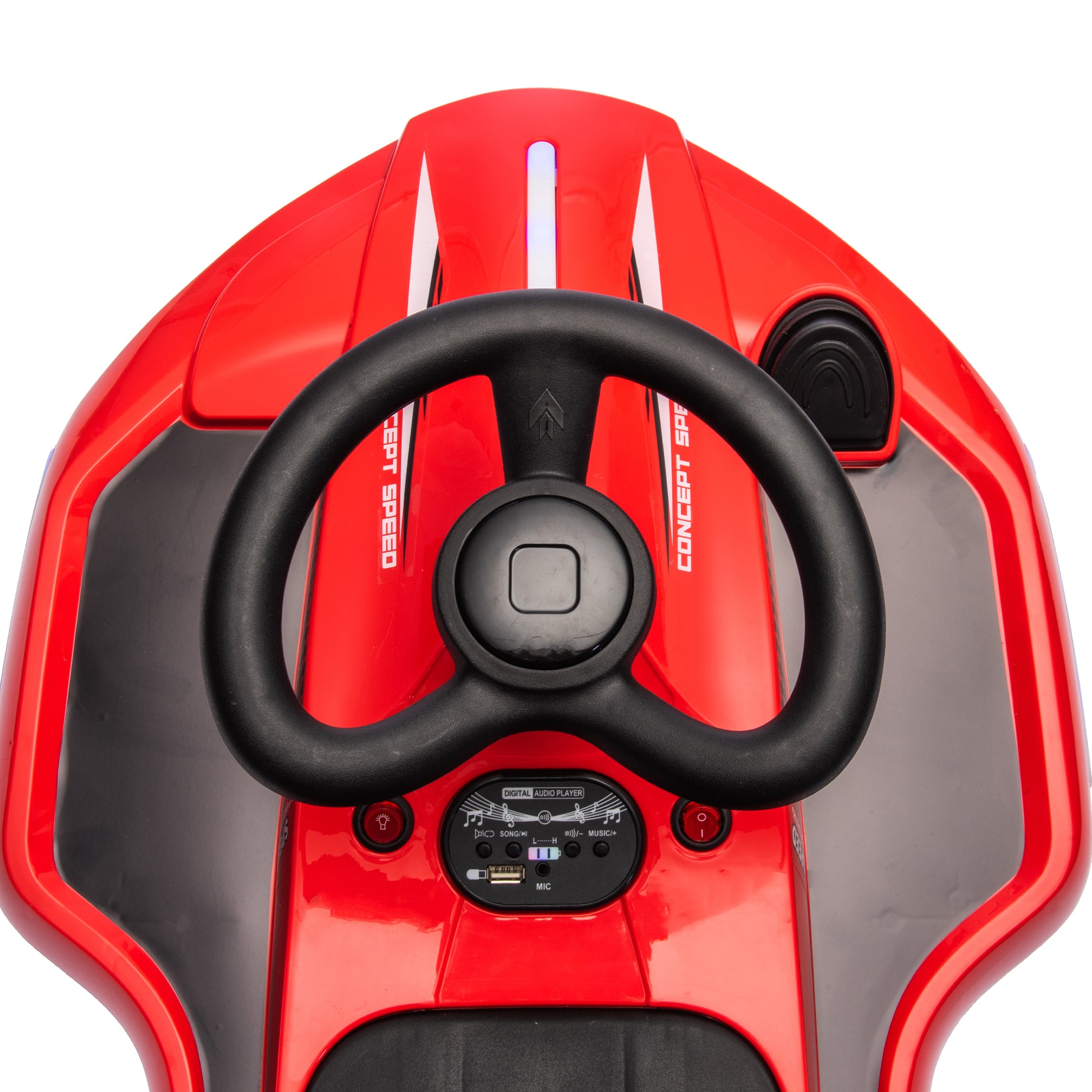 12V Kids Ride On Electric Toy,360 Degree Drift In Place,Spray Function,Front&Side Lights Design,Usb Mp3,Bluetooth,Music, 3.73 4.35 Mph,Easy Installation,Ultimate Cool Operation For Kids Aged 3 . Red