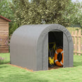 Outsunny 6' X 8' Garden Storage Tent, Heavy Duty Outdoor Shed, Waterproof Portable Shed Storage Shelter With Galvanized Metal Frame For Bike, Motorcycle, Garden Tools, Gray Dark Gray Metal