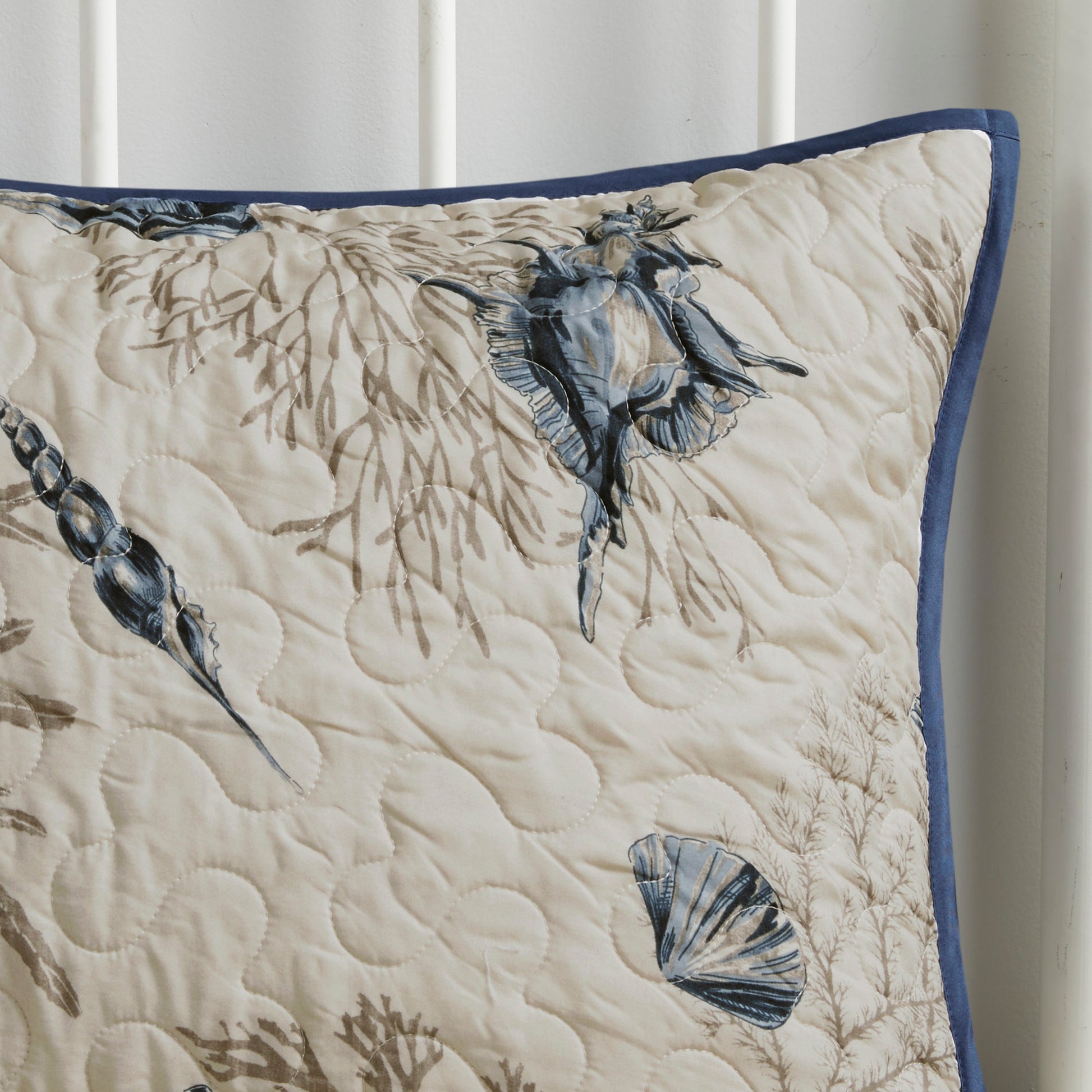 Brushed Microfiber Quilt Set With Throw Pillows Blue Full Queen Full Blue Polyester
