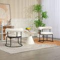 Coolmore Boucle Dining Chairs Set Of 2, Mid Century Modern Curved Backrest Chair, Round Upholstered Kitchen Chairs Beige Boucle Beige Foam Mdf Metal