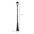 Outsunny 8' Solar Lamp Post Light, Waterproof Aluminum, Motion Activated Sensor Pir, Automatic Outdoor Vintage Street Lamp For Garden, Lawn, Pathway, Driveway, Black Black Aluminum