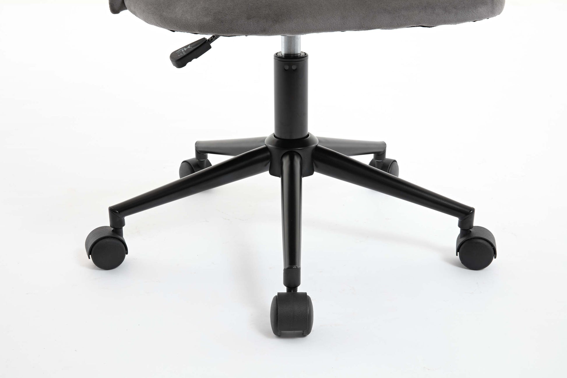 Velvet Fabric Office Chair Desk Chair, Mid Back Adjustable Swivel Computer Chair With Black Legsmodern Upholstered Desk Chair With Wheels Grey Black Foam Polyester Blend