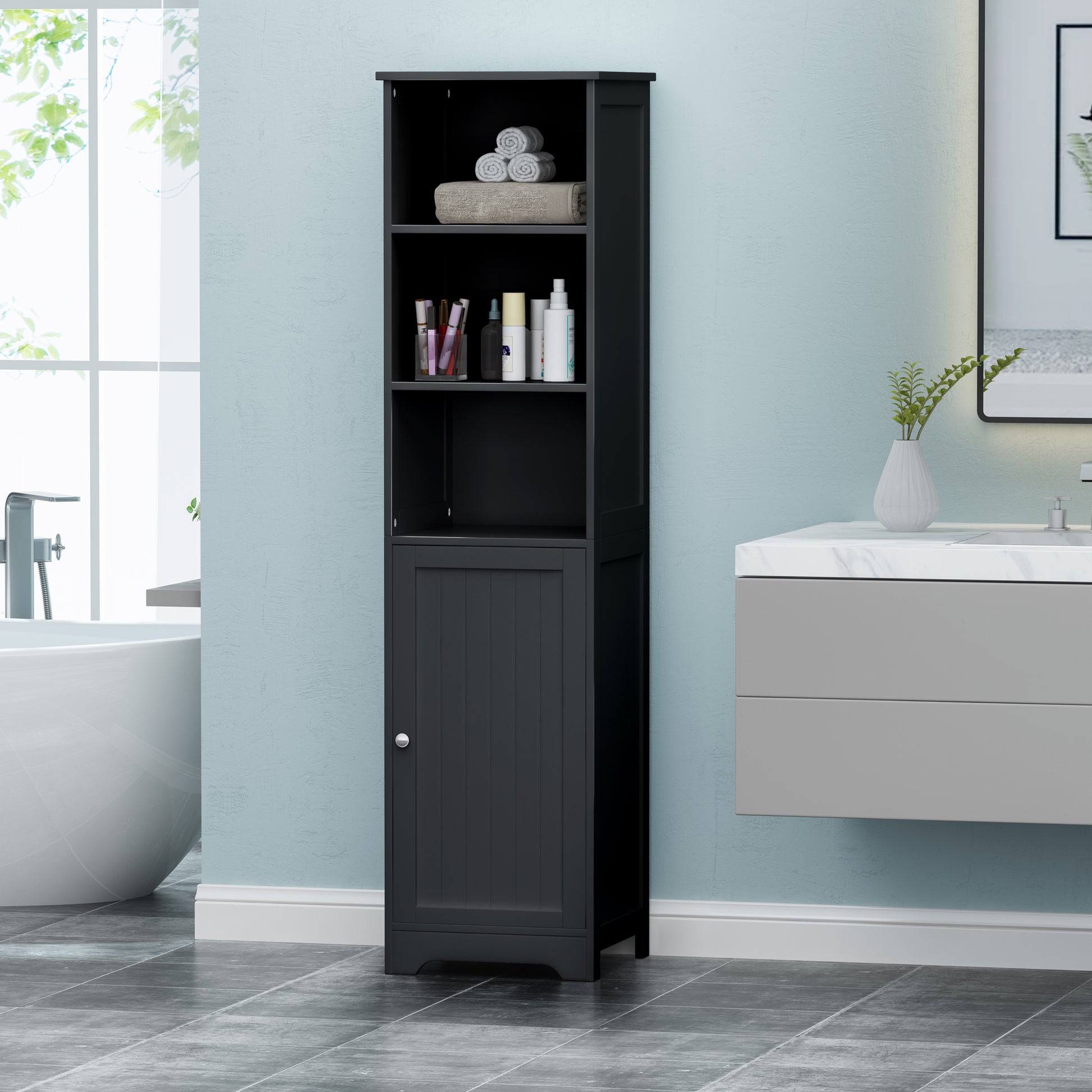 Bathroom Cabinet Black Mdf