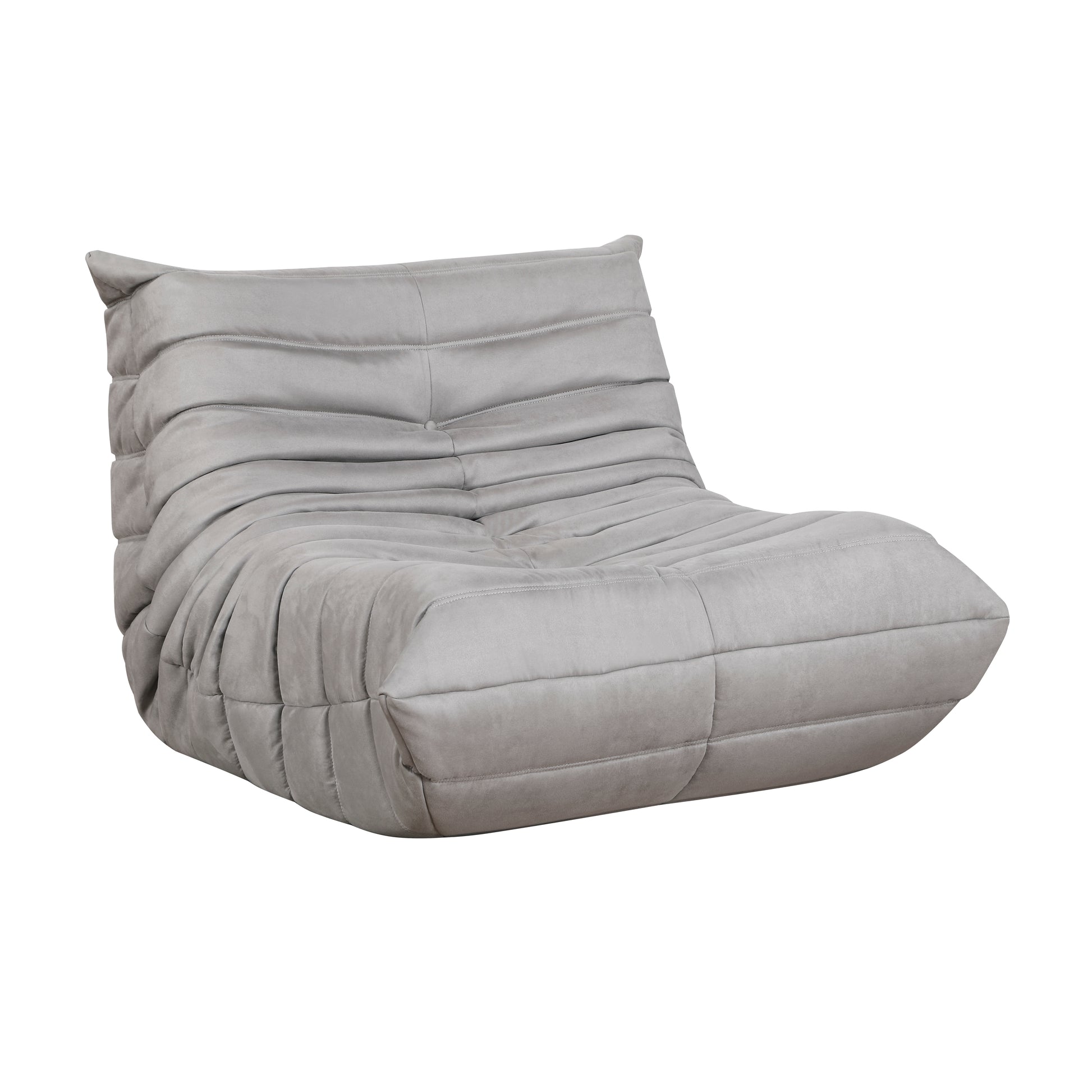 Luxury Accent Chair Button Tufted Detail Gray Microfiber Comfy Chair Living Room Furniture 1Pc Gray Primary Living Space Contemporary,Modern Microfiber