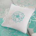 6 Piece Printed Cotton Quilt Set With Throw Pillows Aqua Full Queen Full Aqua Polyester