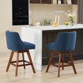 Counter Height Swivel Barstools, 26'' H Seat Height Upholstered Bar Stools Set Of 2, Fabric In Blue Blue Dining Room American Design Rubberwood Set Of 2 Foam Wood Fabric