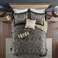 5 Piece Jacquard Bedspread Set With Throw Pillows Black King King Black Cotton