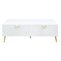 White High Gloss 2 Drawer Coffee Table With Support Leg White Primary Living Space Contemporary Drawers Rectangular Wood Metal