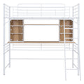 Twin Size Loft Bed With Desk And Shelfloft Bed With Ladder,Twin,White Twin White Metal