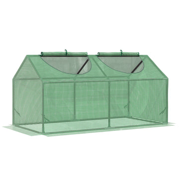 Outsunny 4' X 2' X 2' Portable Mini Greenhouse, Small Green House With Pe Cover, Roll Up Zippered Windows For Indoor, Outdoor Garden, Green Green Plastic