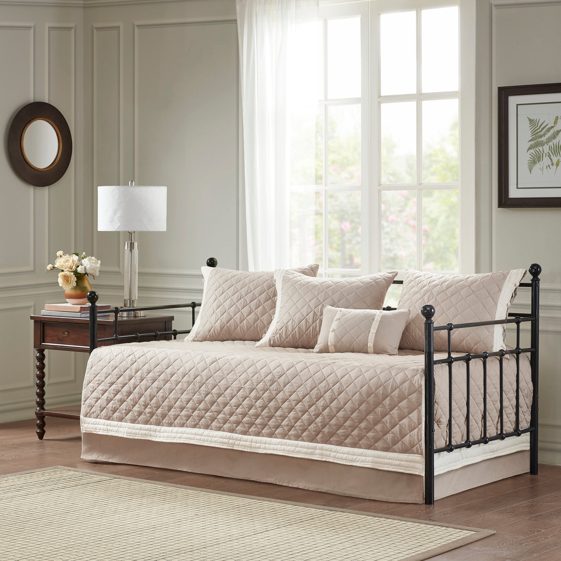 6 Piece Cotton Daybed Cover Set Khaki Daybed Khaki Polyester