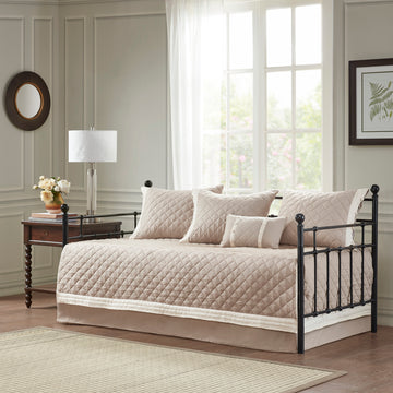 6 Piece Cotton Daybed Cover Set Khaki Daybed Khaki Polyester