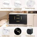 36'' Wall Mounted Bathroom Vanity With Resin Sink, Floating Bathroom Storage Cabinet With 2 Drawers, Solid Wood Bathroom Cabinet Black Bathroom Modern Mdf