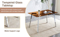 Table And Chair Set.Large Modern Rectangular Table With Brown Glass Top And Silver Metal Legs. Paired With 6 White Chairs With Checkered Armless High Back Pu Cushion And Silver Metal Legs. Silver,White Seats 6 Glass Metal