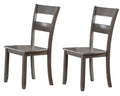 Transitional 7Pc Dining Set Rectangular Table Wood Base Ladder Back Chairs Gray Finish Wooden Dining Room Furniture Wood Wood Gray Seats 6 Wood Dining Room 72 Inches Contemporary 4 Leg Rectangular
