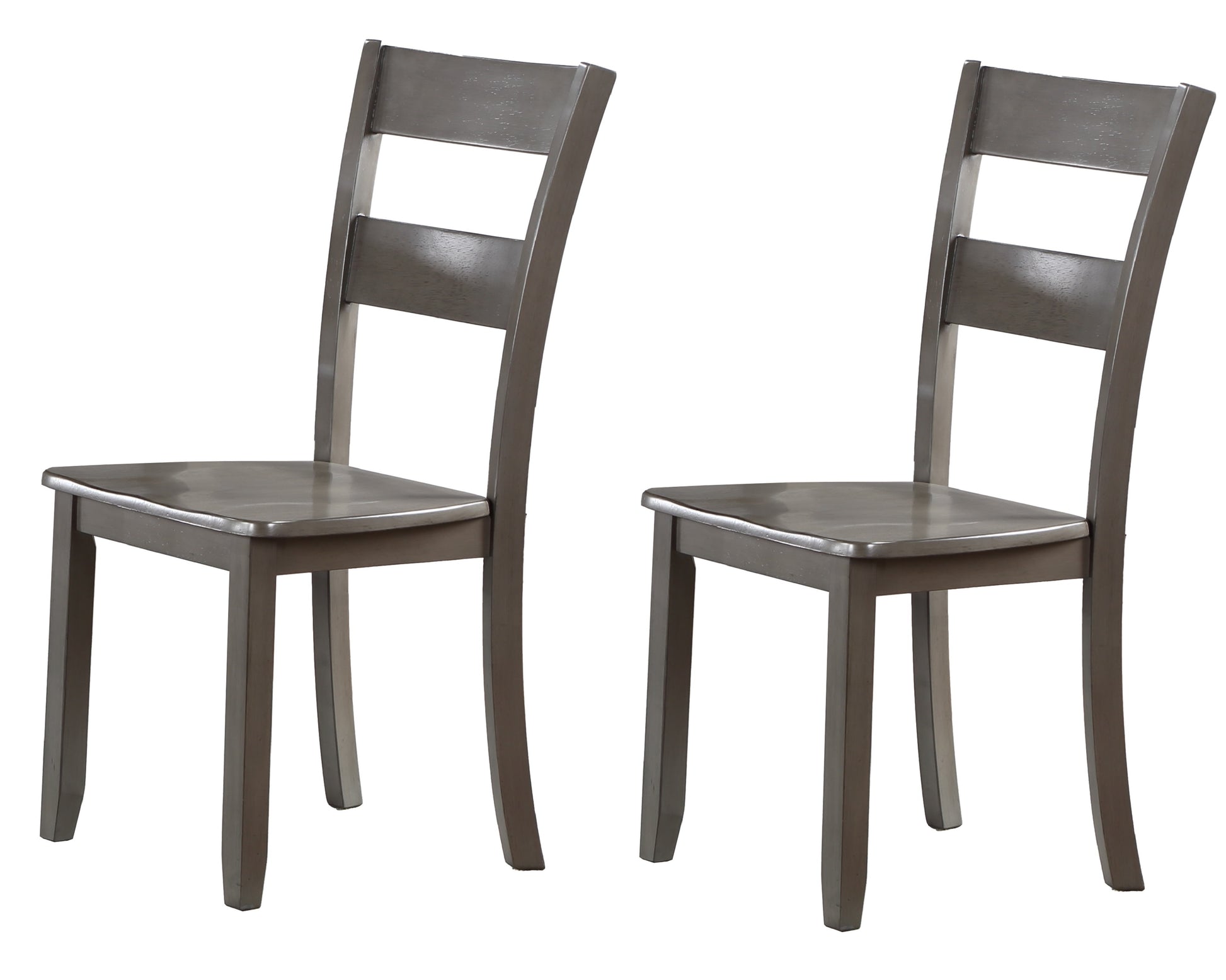Transitional 7Pc Dining Set Rectangular Table Wood Base Ladder Back Chairs Gray Finish Wooden Dining Room Furniture Wood Wood Gray Seats 6 Wood Dining Room 72 Inches Contemporary 4 Leg Rectangular