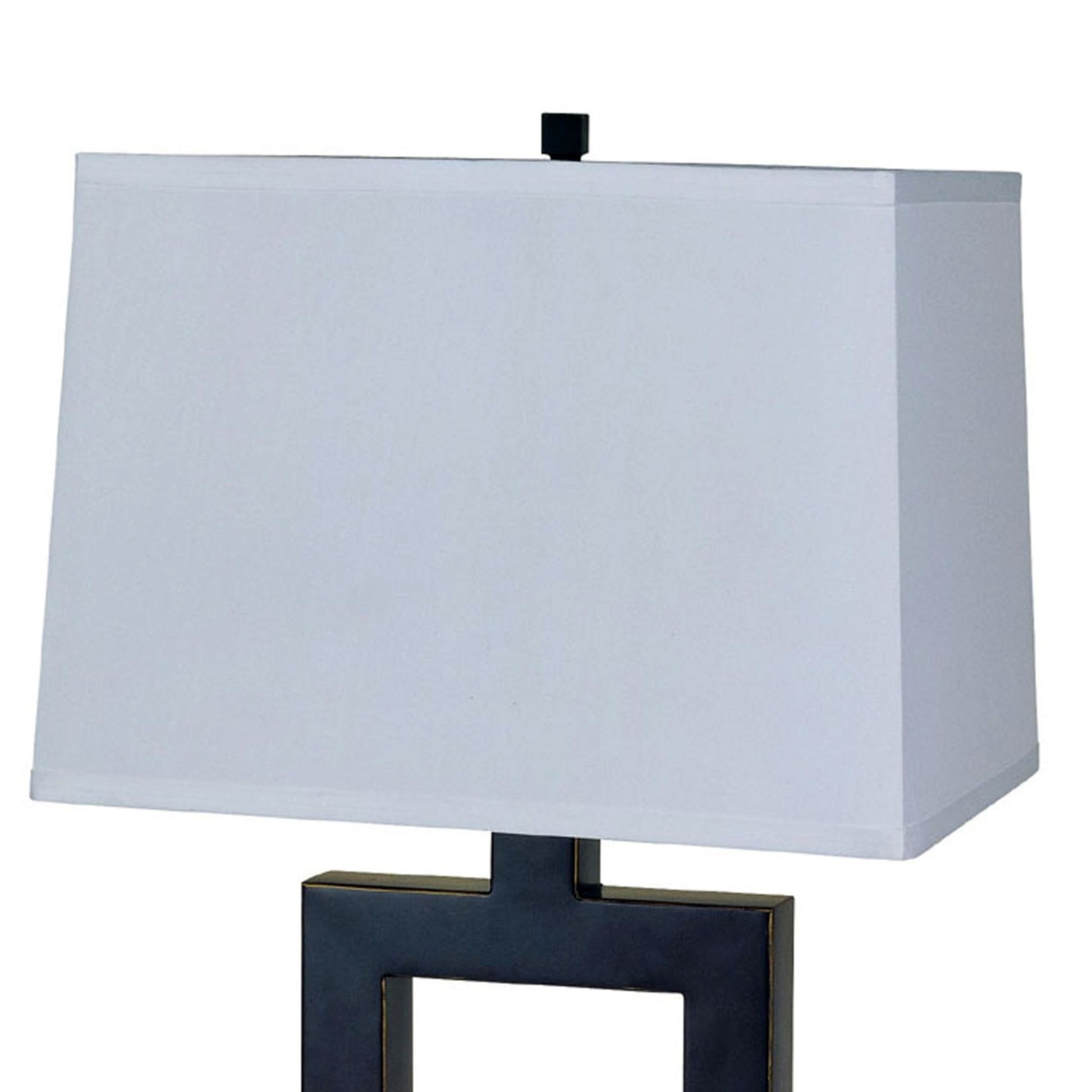 22" Tall Metal Table Lamp W Dark Bronze Finish, Square Design, White Shade Multicolor Metal