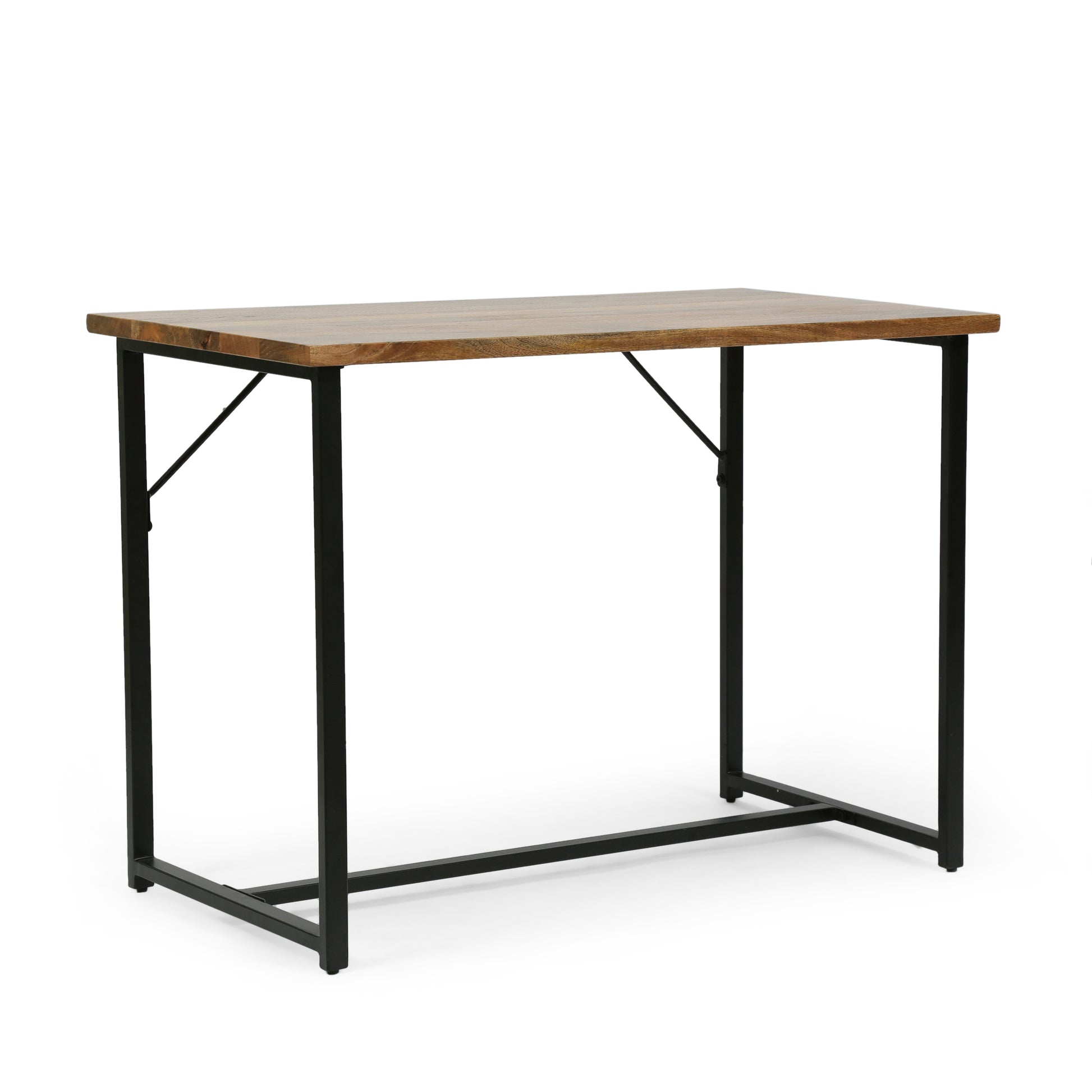 Console Table Brown Wood Stainless Steel