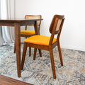 Kaden Orange Velvet Dining Chair Set Of 2 Solid Brown,Light Brown,Orange Brown Dining Room Foam Wipe Clean Mid Century Modern Dining Chairs Set Of 2 Foam Solid Wood,Velvet,Wicker