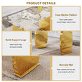 Table And Chair Set, Rock Plate Table Top, Gold Metal Table Legs, Stable And Beautiful, Suitable For Most Home Styles. Modern Simple Dining Table, Comfortable Seating. Gold Black Seats 4 Sintered Stone