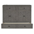 Full Size Murphy Bed With Large Drawers & Usb Ports,Brushed Gray Full Gray Plywood