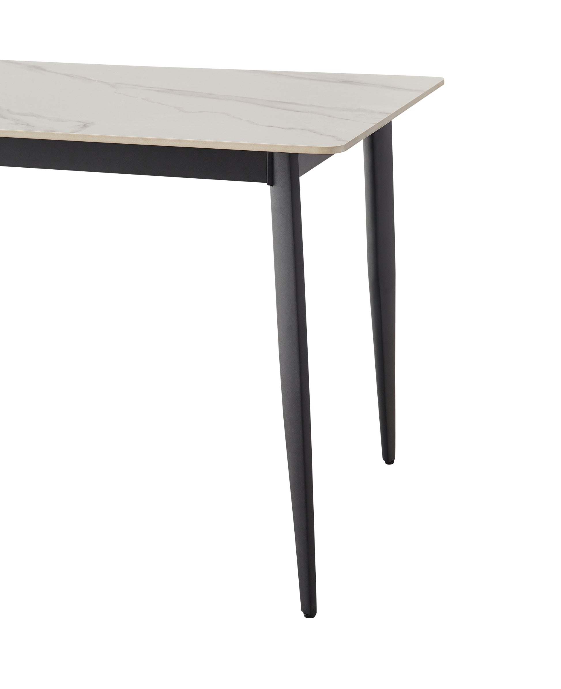 Dining Table Table 55" Rectangular White Kitchen Table With Porcelain Table Top And Metal Legs,Dining Room Table For 4,Mid Century Dinner Table For Living Room And Office,Table Only White Black European Ceramic Tile Iron