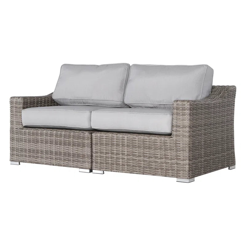 Chic Fully Assembled 66" Wide Outdoor Wicker Loveseat With Plush Cushions Ideal For Stylish Outdoor Relaxation Grey,Grey Mix Wicker