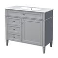 36'' Bathroom Vanity With Medicine Cabinet, Modern Bathroom Storage Cabinet With 2 Soft Closing Doors And 4 Drawers, Single Sink Bathroom Vanity Grey Bathroom Ceramic,Solid Wood Mdf