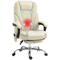 Vinsetto Massage Office Chair With Foot Rest, Executive Office Chair With 6 Vibration Point And Heat, Reclining Computer Chair, Swivel Desk Chair, Adjustable Height, Beige Beige Polyester