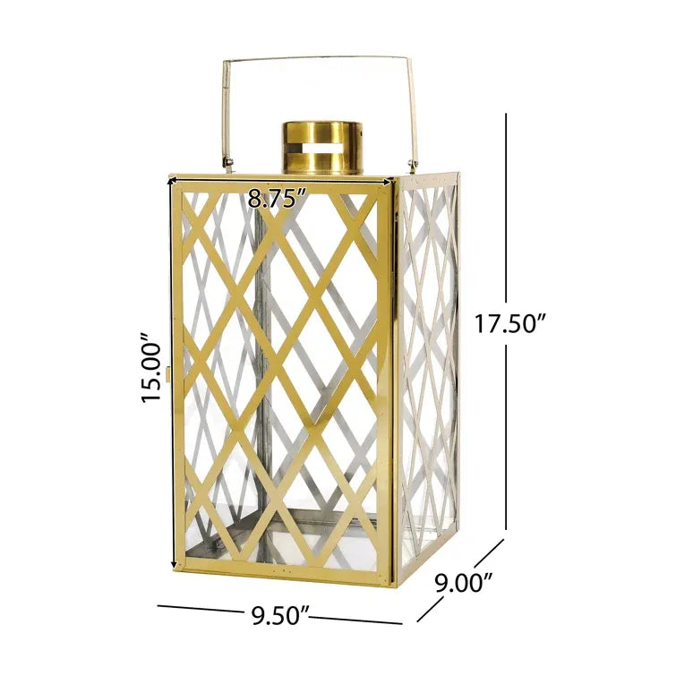 Anton 18"H Stainless Steel Lantern Gold Stainless Steel