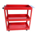 Tool Cart On Wheels, 3 Tier Rolling Mechanic Tool Cart, Heavy Duty Steel Utility Cart W Lockable Wheels, 450 Lbs Capacity Industrial Service Cart For Garage, Warehouse, Workshop Bright Red Red Abs Steel Q235