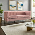 Fx P82 Pk Sofa Modern Designs Velvet Upholstered Living Room Sofa, 3 Seat Sofa Couch With Golden Metal Legs For Home, Apartment Or Office Pink Sofa Pink Velvet 3 Seat