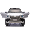 Licensed Lexus Lx600 24V Two Seater Xxl Kids Ride On Car W Parents Control,Seat Width 20 Inches,2Wd,Four Wheel Suspension,Bluetooth,Mp3,Music,Power Display,Speeds 1.86 3.11Mph For Kids. White Polypropylene