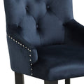 Varian Ii Dark Navy Velvet & Black Finish Side Chair Dark Navy Synthetic Wood,Velvet
