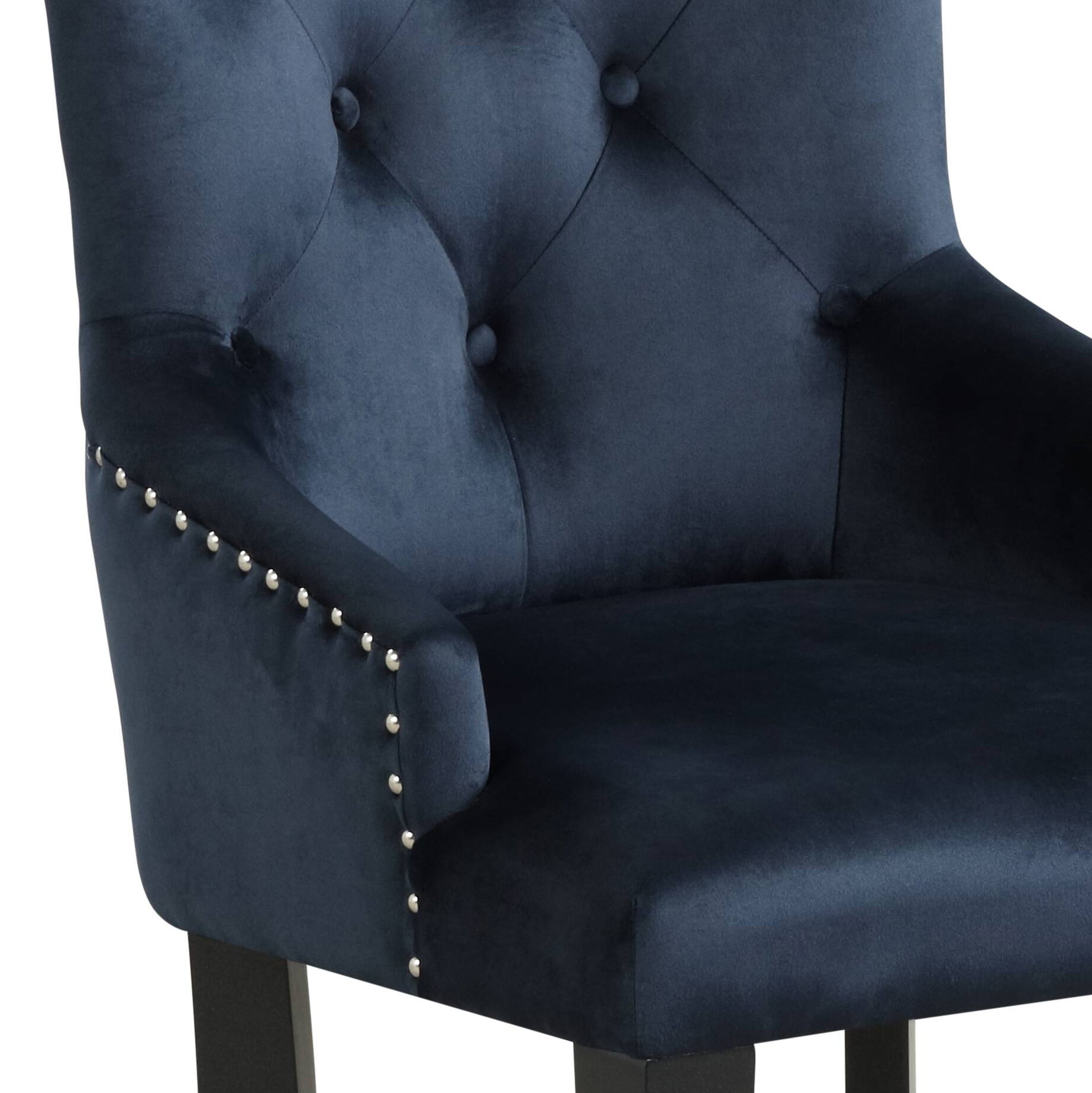 Varian Ii Dark Navy Velvet & Black Finish Side Chair Dark Navy Synthetic Wood,Velvet