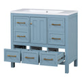 36'' Bathroom Vanity With Resin Sink Combo, Solid Wood Frame Bathroom Storage Cabinet, Freestanding Vanity Set With 5 Drawers& Soft Closing Doors Same As N710S136002M Blue Bathroom Solid Wood Mdf Resin