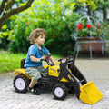 Aosom Kids Manual Pedal Ride On Excavator With Front Loader Digger, Ride On Tractor For 3 Year Old, Yellow Yellow Iron Plastic