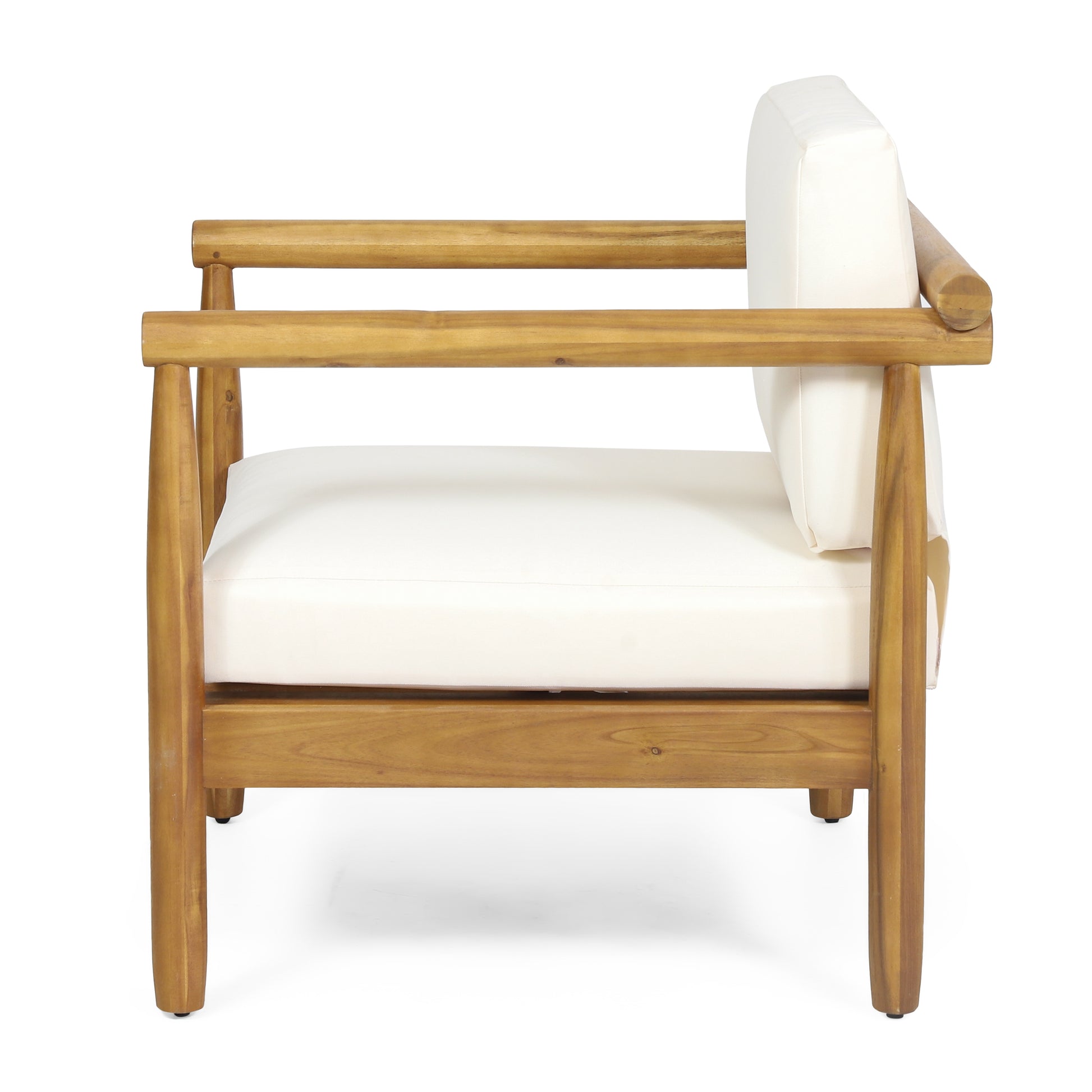 Bonsallo Club Chair Cream Brown Acacia Wood