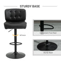 Homcom Bar Height Bar Stools Set Of 2 With Adjustable Seat, Thick Padded Cushion And Metal Footrest For Home Bar, Black Black Metal