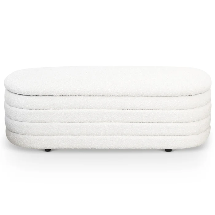 Cabana White Boucle Bench W Storage Black,White Flip Top Boucle