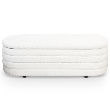 Cabana White Boucle Bench W Storage Black,White Flip Top Boucle