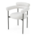 Upholstered Armchair Dining Chairs With Metal Legs Set Of 2 ,White White Fabric Metal